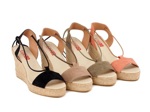 Alpargata YOMARA cuña alta y plataforma de serraje con cordón mujer