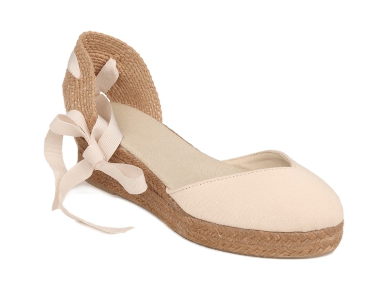 Alpargata TARA cuña media escotada en V con cintas mujer