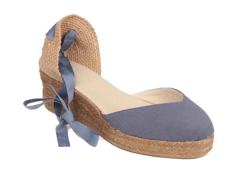 Alpargata TARA cuña media escotada en V con cintas mujer