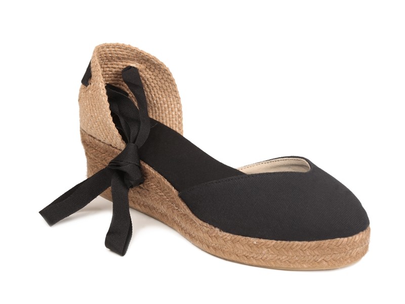 Alpargata TARA cuña media escotada en V con cintas mujer