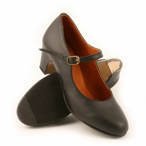 OUTLET - Zapato flamenco SEMI-PROFESIONAL piel con correa sin clavetear