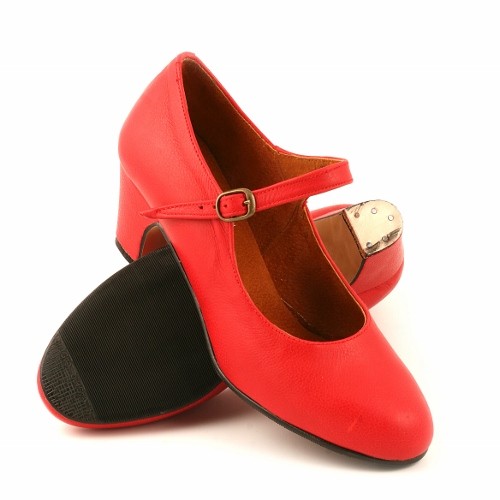 OUTLET - Zapato flamenco SEMI-PROFESIONAL piel con correa sin clavetear