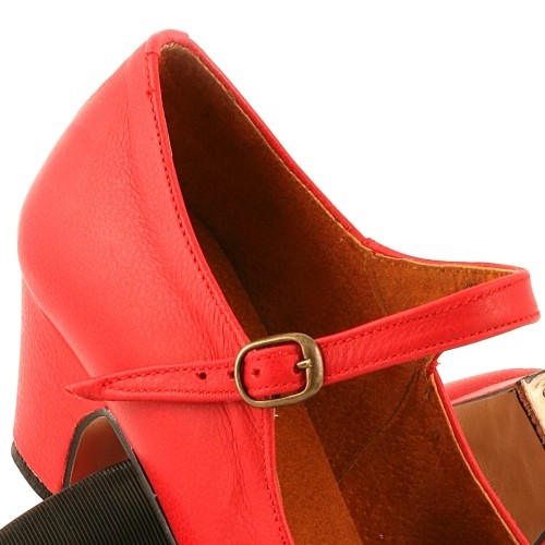 OUTLET - Zapato flamenco SEMI-PROFESIONAL piel con correa sin clavetear